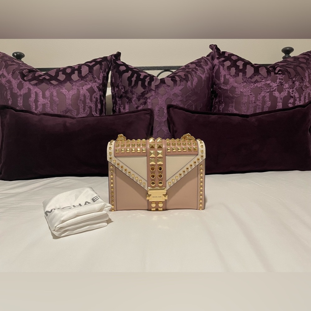 Michael Kors Whitney Large Studded Saffiano Leather Convertible Shoulder Bag